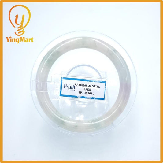 Yingmart  52mm PNJ Certified Natural Color Grey White Natural Jadeite Jade Bangle Bracelet, Real Gemstone, Gift for Her Mom Grandma Sister