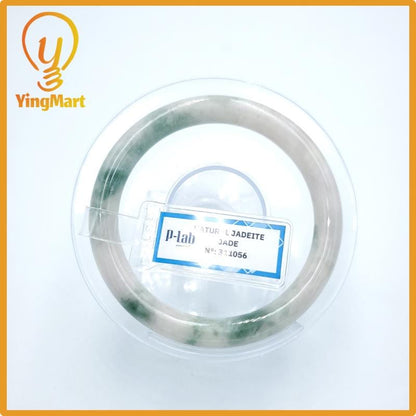 Yingmart 53mm PNJ Certified Natural Color Grey White Natural Jadeite Jade Bangle Bracelet, Real Gemstone, Gift for Her Mom Grandma Sister