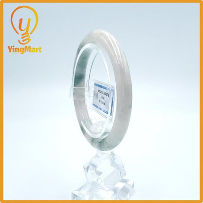 Yingmart 53mm PNJ Certified Natural Color Grey White Natural Jadeite Jade Bangle Bracelet, Real Gemstone, Gift for Her Mom Grandma Sister