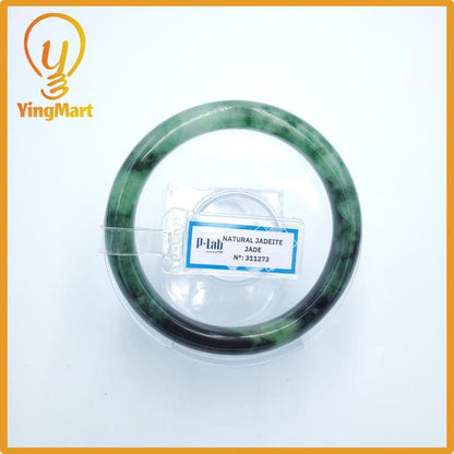 Yingmart  59mm PNJ Certified Natural Color Green White To Green Natural Jadeite Jade Bangle Bracelet, Real Gemstone, Gift for Her Mom