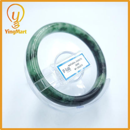 Yingmart  59mm PNJ Certified Natural Color Green White To Green Natural Jadeite Jade Bangle Bracelet, Real Gemstone, Gift for Her Mom