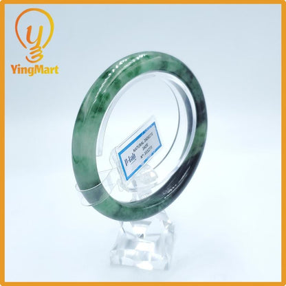 Yingmart  59mm PNJ Certified Natural Color Green White To Green Natural Jadeite Jade Bangle Bracelet, Real Gemstone, Gift for Her Mom