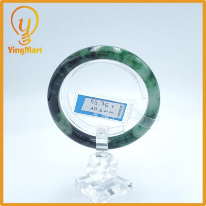 Yingmart  59mm PNJ Certified Natural Color Green White To Green Natural Jadeite Jade Bangle Bracelet, Real Gemstone, Gift for Her Mom