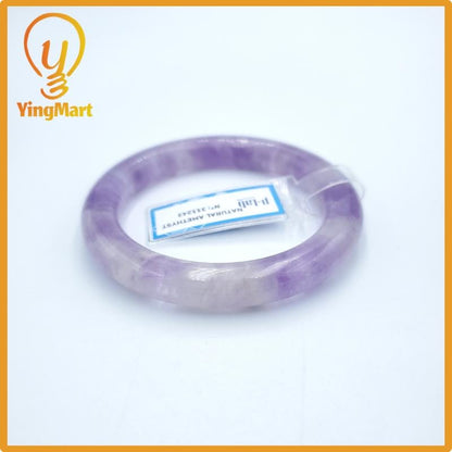Yingmart  52mm PNJ Certified Natural Color Purple, Grey White Natural Amethyst Bangle Bracelet, Real Gemstone, Gift for Her Mom Grandma