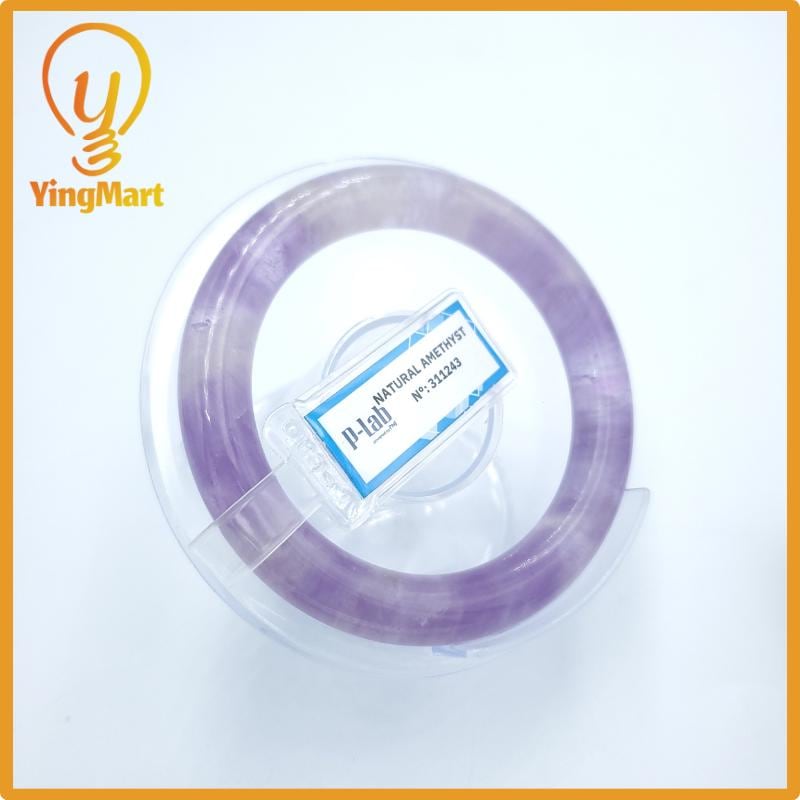 Yingmart  52mm PNJ Certified Natural Color Purple, Grey White Natural Amethyst Bangle Bracelet, Real Gemstone, Gift for Her Mom Grandma