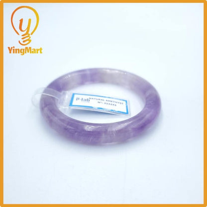 Yingmart  52mm PNJ Certified Natural Color Purple, Grey White Natural Amethyst Bangle Bracelet, Real Gemstone, Gift for Her Mom Grandma