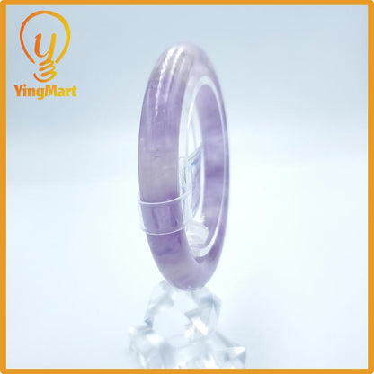 Yingmart  52mm PNJ Certified Natural Color Purple, Grey White Natural Amethyst Bangle Bracelet, Real Gemstone, Gift for Her Mom Grandma