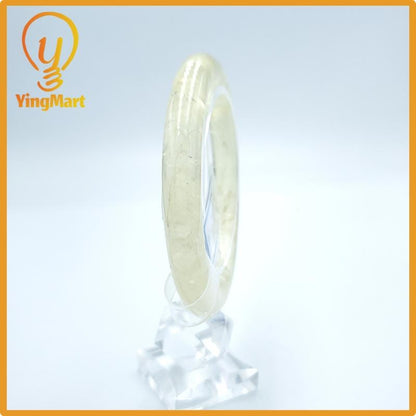 Yingmart PNJ Certified Natural Color Light Yellow Natural Citrine Bangle Bracelet, Real Gemstone, Gift for Her Mom Grandma Sister
