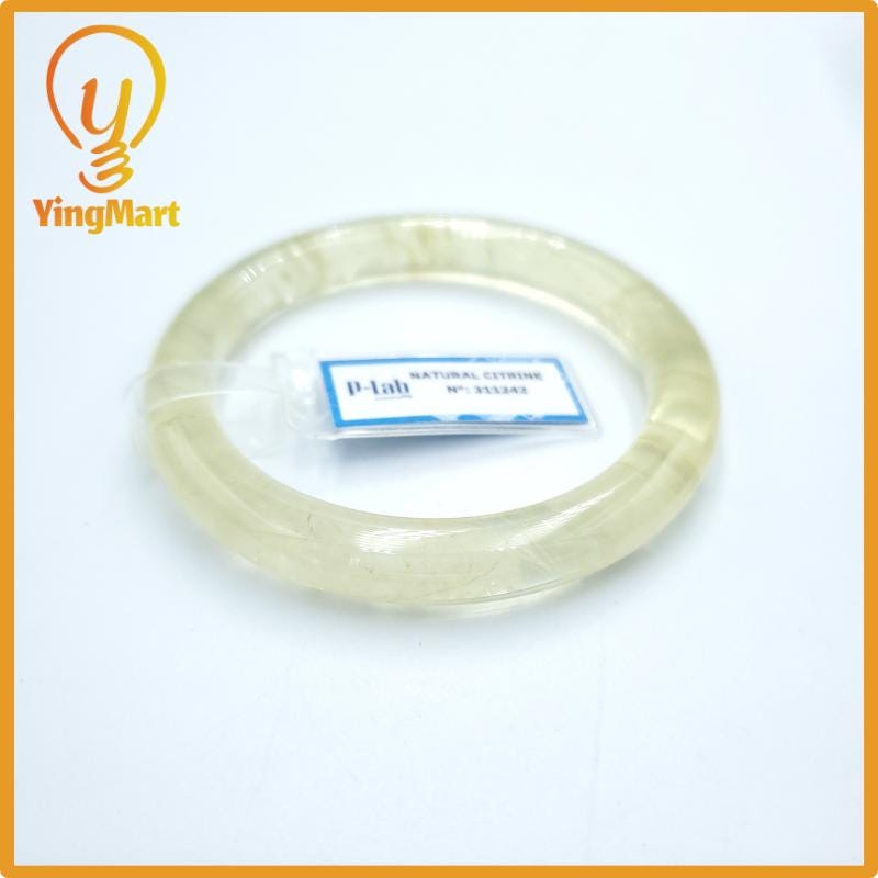 Yingmart  55mm PNJ Certified Natural Color Light Yellow Natural Citrine Bangle Bracelet, Real Gemstone, Gift for Her Mom Grandma Sister