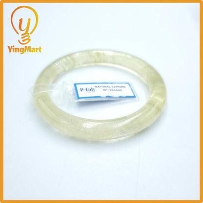 Yingmart  55mm PNJ Certified Natural Color Light Yellow Natural Citrine Bangle Bracelet, Real Gemstone, Gift for Her Mom Grandma Sister