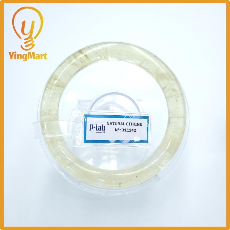 Yingmart  55mm PNJ Certified Natural Color Light Yellow Natural Citrine Bangle Bracelet, Real Gemstone, Gift for Her Mom Grandma Sister