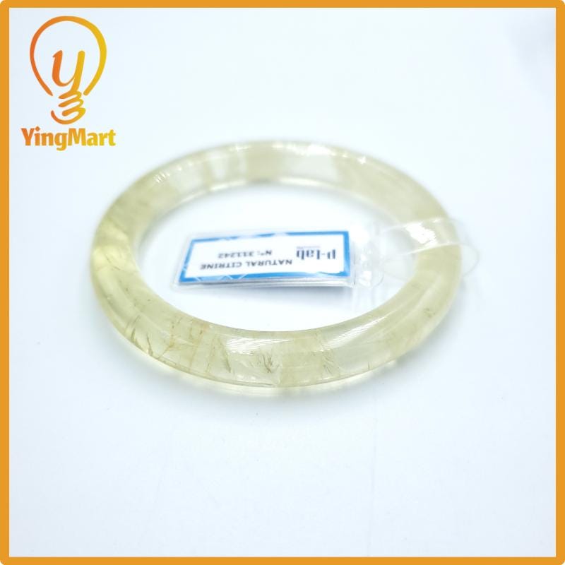Yingmart PNJ Certified Natural Color Light Yellow Natural Citrine Bangle Bracelet, Real Gemstone, Gift for Her Mom Grandma Sister
