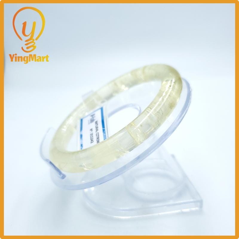 Yingmart PNJ Certified Natural Color Light Yellow Natural Citrine Bangle Bracelet, Real Gemstone, Gift for Her Mom Grandma Sister