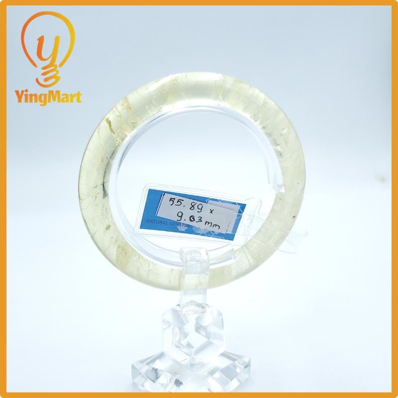 Yingmart  55mm PNJ Certified Natural Color Light Yellow Natural Citrine Bangle Bracelet, Real Gemstone, Gift for Her Mom Grandma Sister