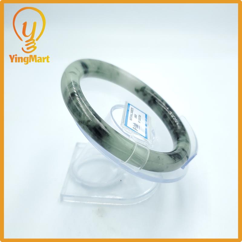 Yingmart  63mm PNJ Certified Natural Color Grey White, Brown, Grey, Black Natural Jadeite Jade Bangle Bracelet, Real Gemstone, Gift for Her