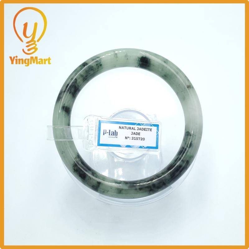 Yingmart  63mm PNJ Certified Natural Color Grey White, Brown, Grey, Black Natural Jadeite Jade Bangle Bracelet, Real Gemstone, Gift for Her