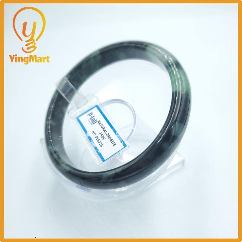 Yingmart  67mm PNJ Certified Natural Color Green White To Green Natural Jadeite Jade Bangle Bracelet, Real Gemstone, Gift for Her Mom