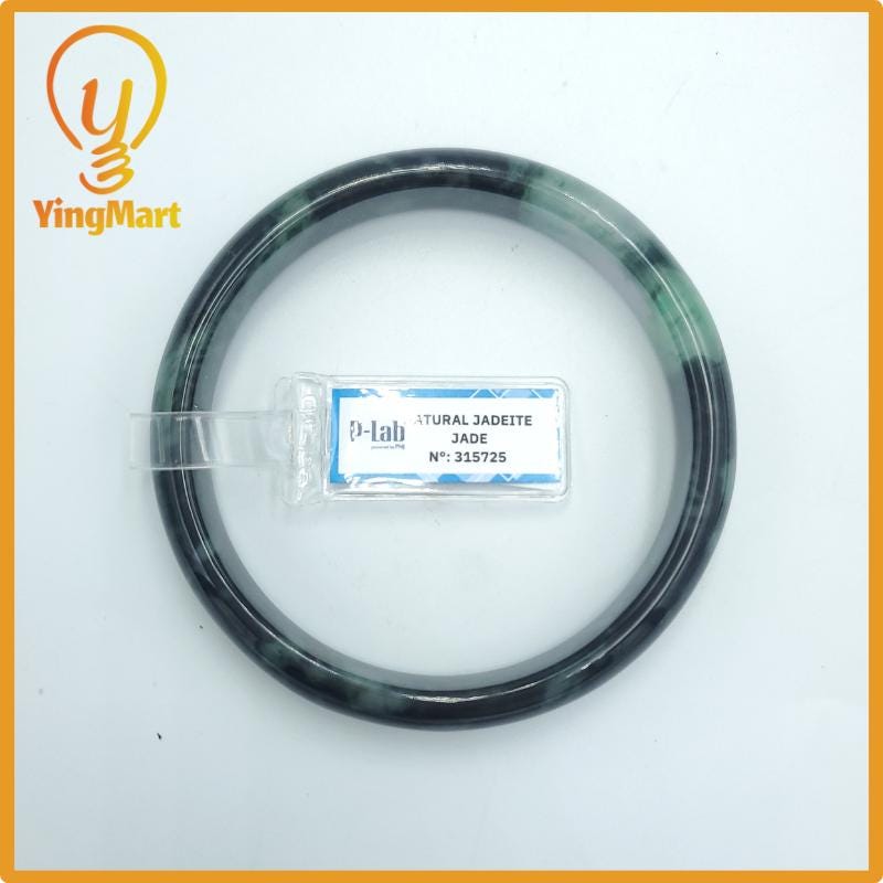 Yingmart  67mm PNJ Certified Natural Color Green White To Green Natural Jadeite Jade Bangle Bracelet, Real Gemstone, Gift for Her Mom