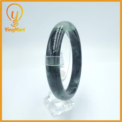 Yingmart  67mm PNJ Certified Natural Color Green White To Green Natural Jadeite Jade Bangle Bracelet, Real Gemstone, Gift for Her Mom