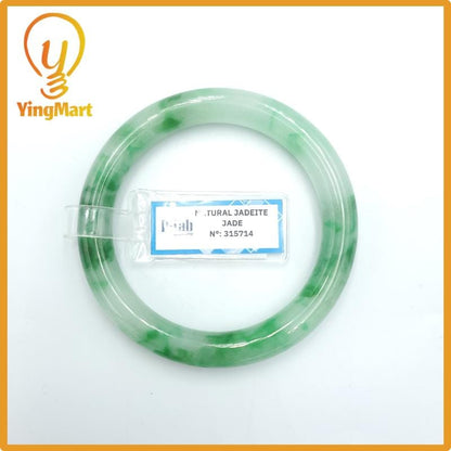 Yingmart 53mm PNJ Certified Natural Color Grey White Natural Jadeite Jade Bangle Bracelet, Real Gemstone, Gift for Her Mom Grandma Sister