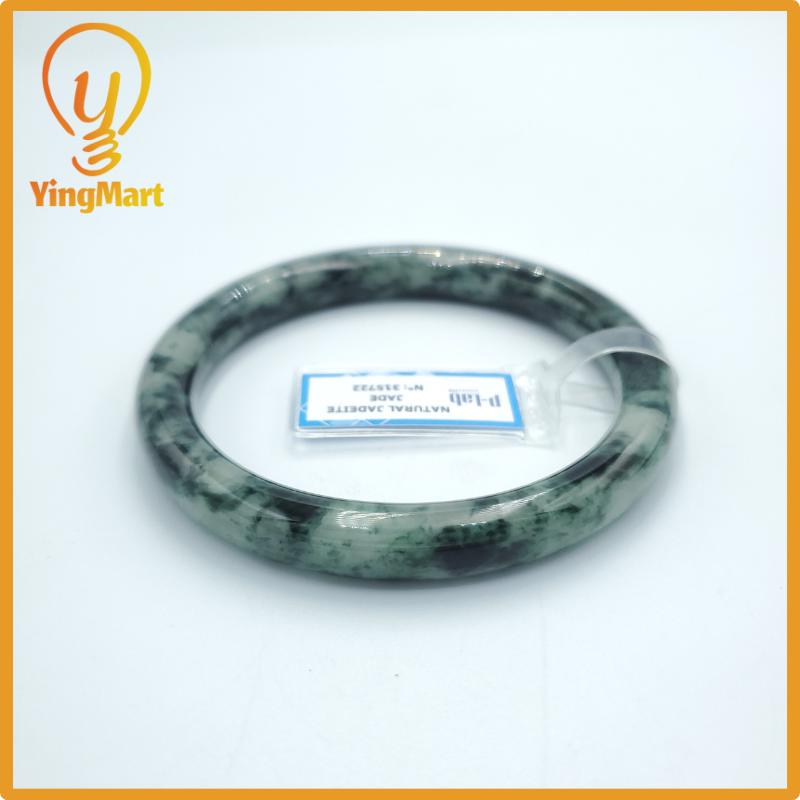 Yingmart  64mm PNJ Certified Natural Color Grey White Natural Jadeite Jade Bangle Bracelet, Real Gemstone, Gift for Her Mom Grandma Sister