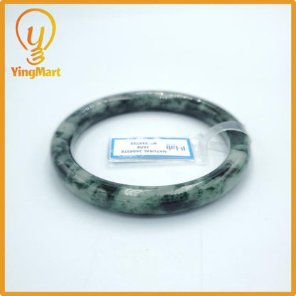 Yingmart  64mm PNJ Certified Natural Color Grey White Natural Jadeite Jade Bangle Bracelet, Real Gemstone, Gift for Her Mom Grandma Sister