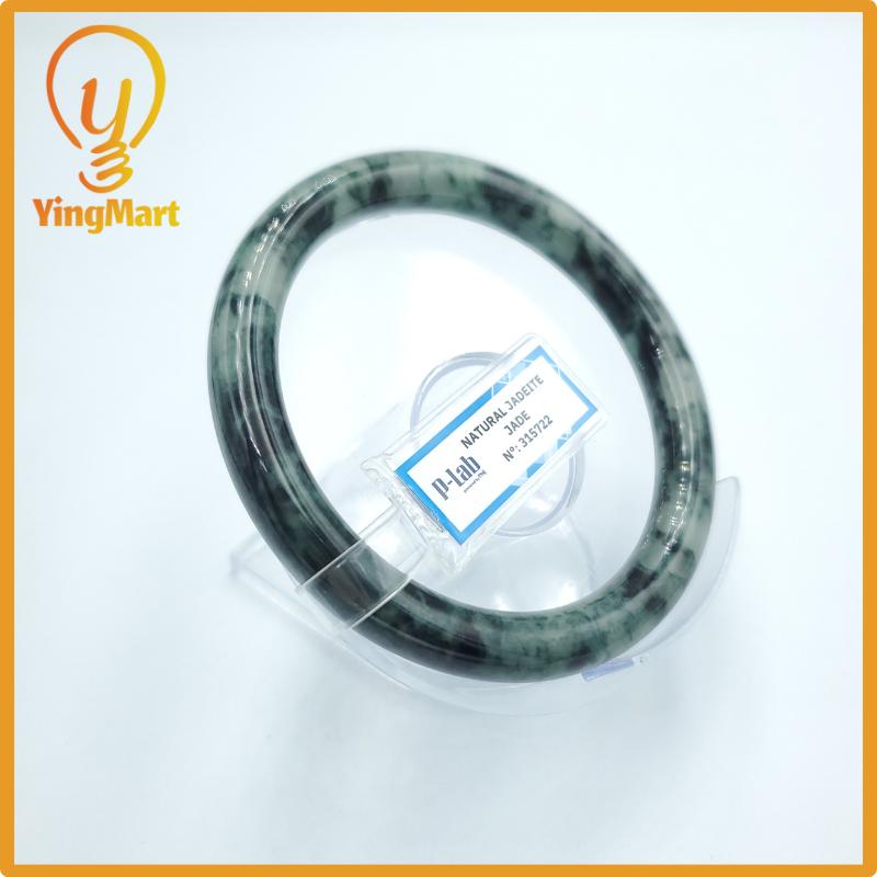 Yingmart  64mm PNJ Certified Natural Color Grey White Natural Jadeite Jade Bangle Bracelet, Real Gemstone, Gift for Her Mom Grandma Sister