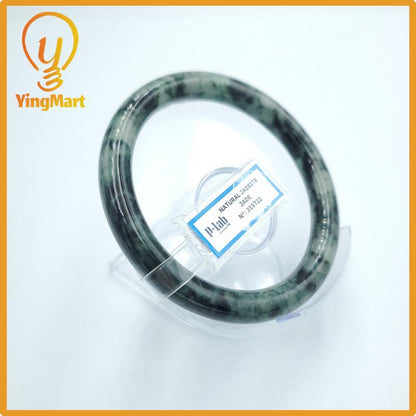 Yingmart  64mm PNJ Certified Natural Color Grey White Natural Jadeite Jade Bangle Bracelet, Real Gemstone, Gift for Her Mom Grandma Sister