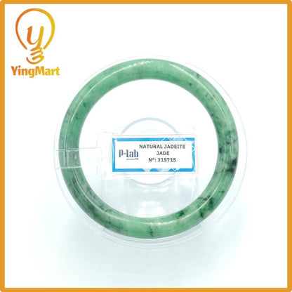 Yingmart 56mm PNJ Certified Natural Color Grey White Natural Jadeite Jade Bangle Bracelet, Real Gemstone, Gift for Her Mom Grandma Sister