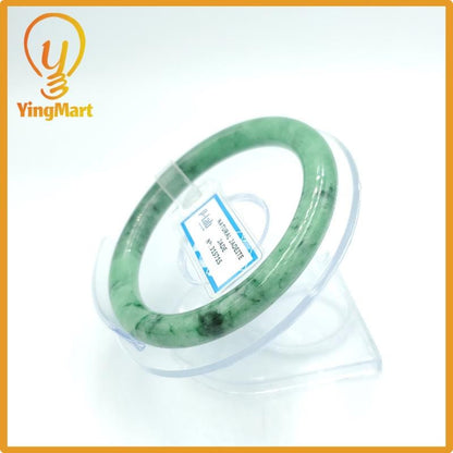 Yingmart 56mm PNJ Certified Natural Color Grey White Natural Jadeite Jade Bangle Bracelet, Real Gemstone, Gift for Her Mom Grandma Sister