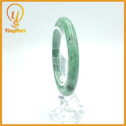 Yingmart 56mm PNJ Certified Natural Color Grey White Natural Jadeite Jade Bangle Bracelet, Real Gemstone, Gift for Her Mom Grandma Sister