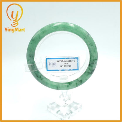 Yingmart 56mm PNJ Certified Natural Color Grey White Natural Jadeite Jade Bangle Bracelet, Real Gemstone, Gift for Her Mom Grandma Sister