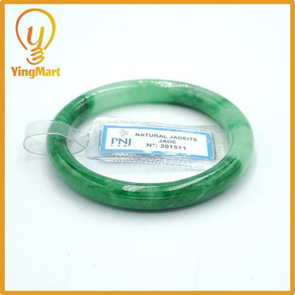 Yingmart  50mm PNJ Certified Natural Color Green White To Green, Black Natural Jadeite Jade Bangle, Real Gemstone, Gift for Her Mom Grandma