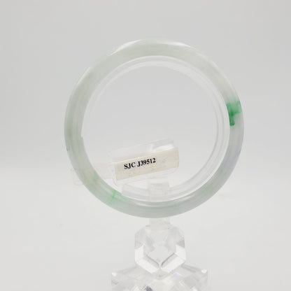 Yingmart  55mm PNJ Certified Natural Color Greyish Very Slightly To Slightly Green Natural Jadeite Jade Bangle, Real Gemstone, Gift for Her