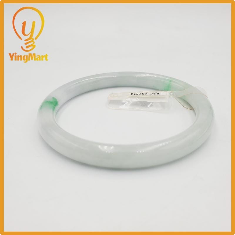 Yingmart  55mm PNJ Certified Natural Color Greyish Very Slightly To Slightly Green Natural Jadeite Jade Bangle, Real Gemstone, Gift for Her