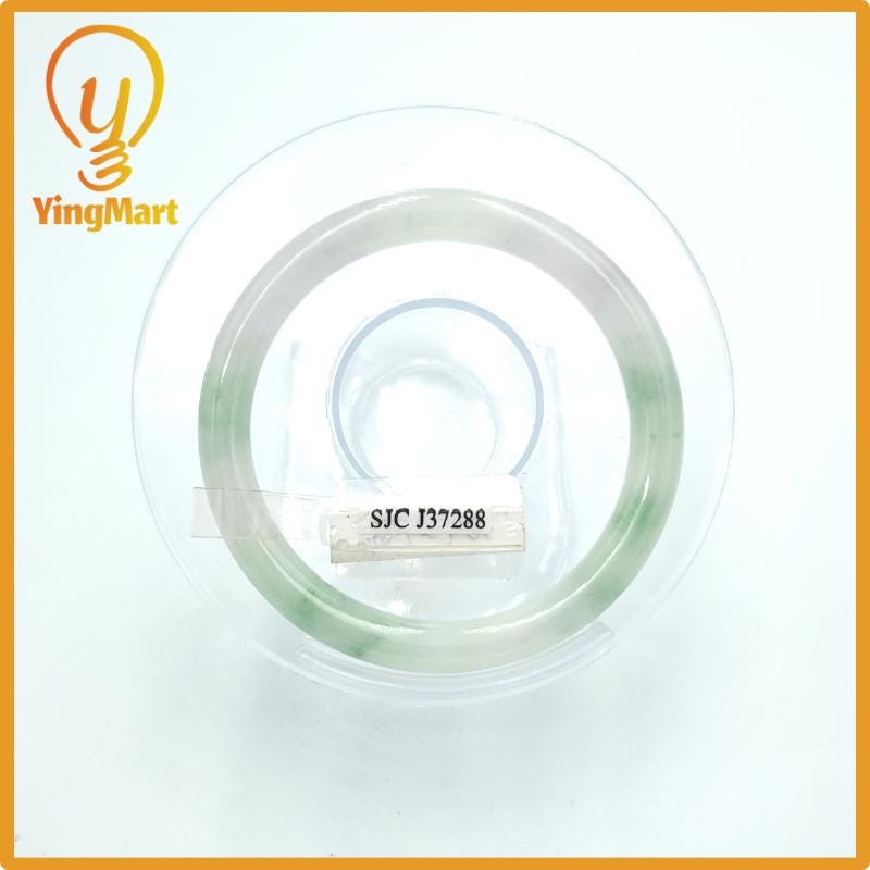 Yingmart  49mm PNJ Certified Natural Color Greyish Very Slightly Green Natural Jadeite Jade Bangle, Real Gemstone, Gift for Her Mom Grandma