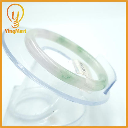 Yingmart  49mm PNJ Certified Natural Color Greyish Very Slightly Green Natural Jadeite Jade Bangle, Real Gemstone, Gift for Her Mom Grandma