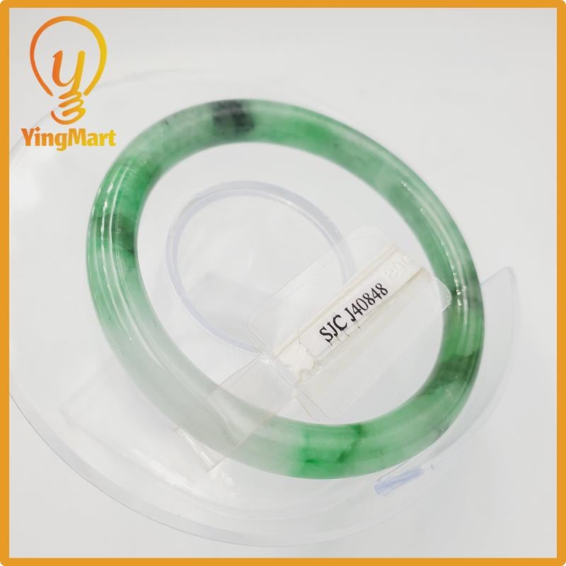 Yingmart  47mm PNJ Certified Natural Color Greyish Very Slightly Green To Very Dark Green Natural Jadeite Jade Bangle, Real Gemstone
