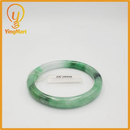 Yingmart  47mm PNJ Certified Natural Color Greyish Very Slightly Green To Very Dark Green Natural Jadeite Jade Bangle, Real Gemstone