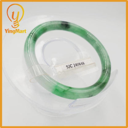 Yingmart  47mm PNJ Certified Natural Color Greyish Very Slightly Green To Very Dark Green Natural Jadeite Jade Bangle, Real Gemstone