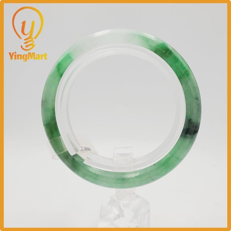 Yingmart  47mm PNJ Certified Natural Color Greyish Very Slightly Green To Very Dark Green Natural Jadeite Jade Bangle, Real Gemstone