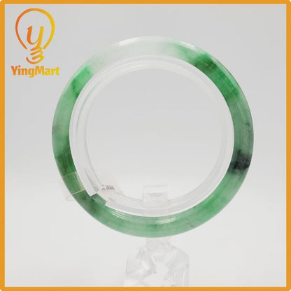 Yingmart  47mm PNJ Certified Natural Color Greyish Very Slightly Green To Very Dark Green Natural Jadeite Jade Bangle, Real Gemstone