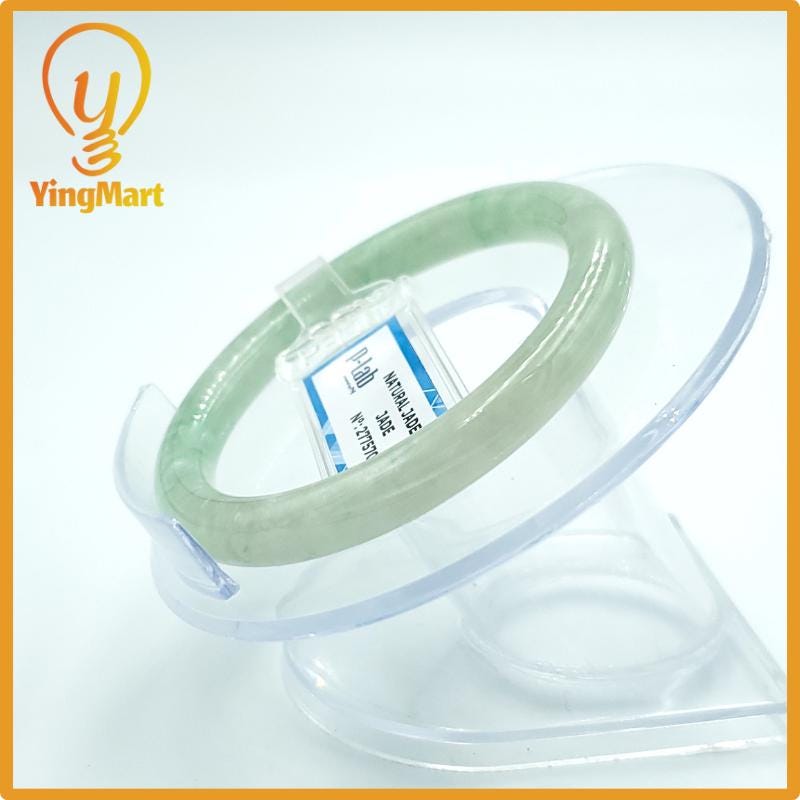 Yingmart  48mm PNJ Certified Natural Color Grey White Natural Jadeite Jade Bangle Bracelet, Real Gemstone, Gift for Her Mom Grandma Sister