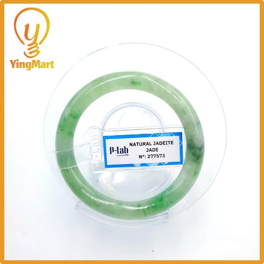 Yingmart  48mm PNJ Certified Natural Color Grey White Natural Jadeite Jade Bangle Bracelet, Real Gemstone, Gift for Her Mom Grandma Sister