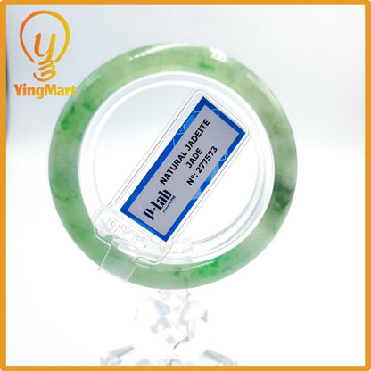 Yingmart  48mm PNJ Certified Natural Color Grey White Natural Jadeite Jade Bangle Bracelet, Real Gemstone, Gift for Her Mom Grandma Sister