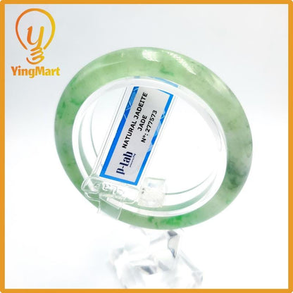 Yingmart  48mm PNJ Certified Natural Color Grey White Natural Jadeite Jade Bangle Bracelet, Real Gemstone, Gift for Her Mom Grandma Sister