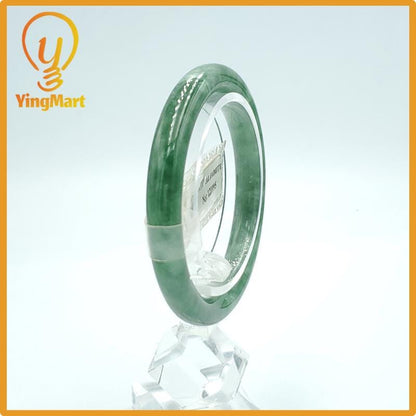 Yingmart  49mm PNJ Certified Natural Color Grey White Natural Jadeite Jade Bangle Bracelet, Real Gemstone, Gift for Her Mom Grandma Sister