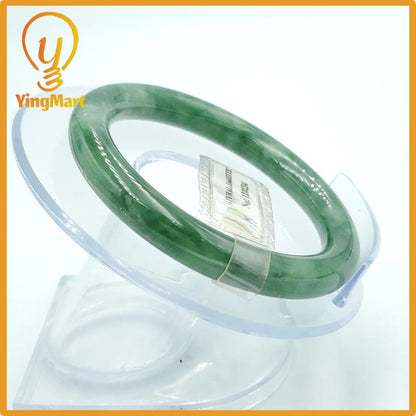 Yingmart 50mm PNJ Certified Natural Color Greyish Green Natural Jadeite Jade Bangle Bracelet, Real Gemstone, Gift for Her Mom Grandma Sister