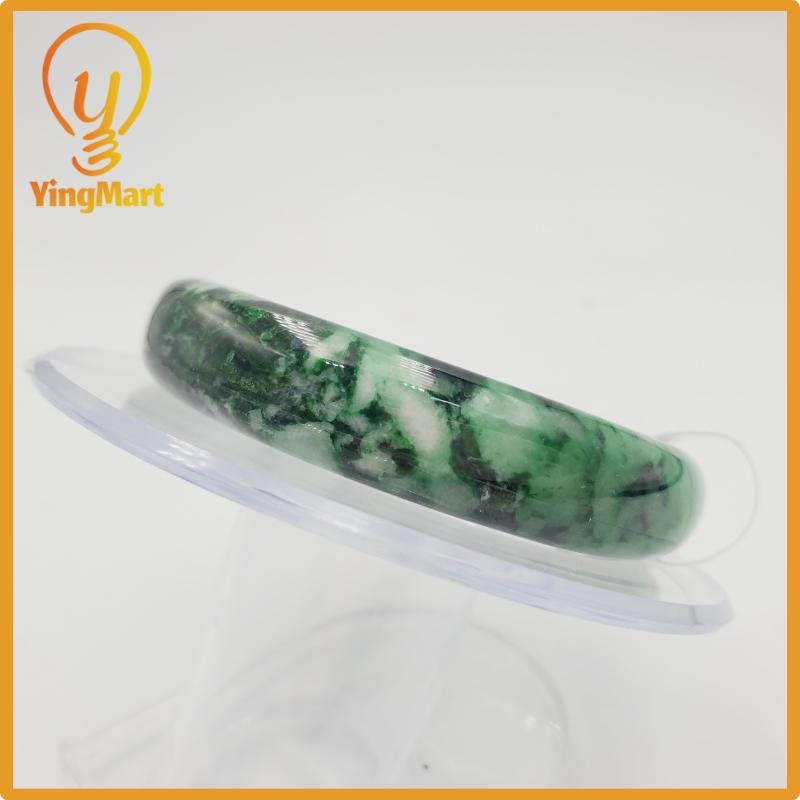 Yingmart 52mm PNJ Certified Natural Color Light To Dark Green Natural Jadeite Jade Bangle Bracelet, Real Gemstone, Gift for Her Mom Grandma