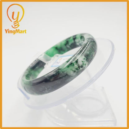 Yingmart 52mm PNJ Certified Natural Color Light To Dark Green Natural Jadeite Jade Bangle Bracelet, Real Gemstone, Gift for Her Mom Grandma